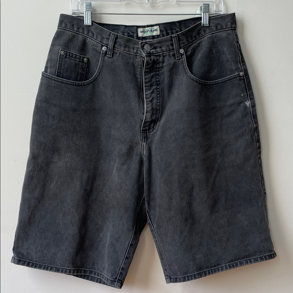 Guess Charcoal faded black Jean Shorts size 32 made in USA vintage